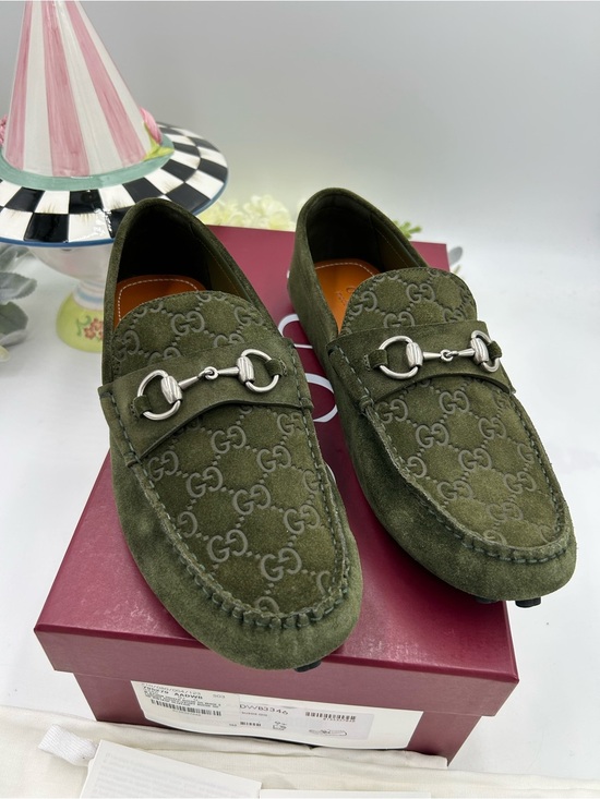 Men\'s Gucci GG embossed suede driver loafers size 9.5 fits 10 US made in Italy main image 8